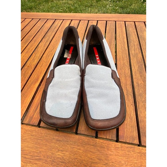Prada Blue/Brown Loafer, Size 6 1/2 - Picture 1 of 7